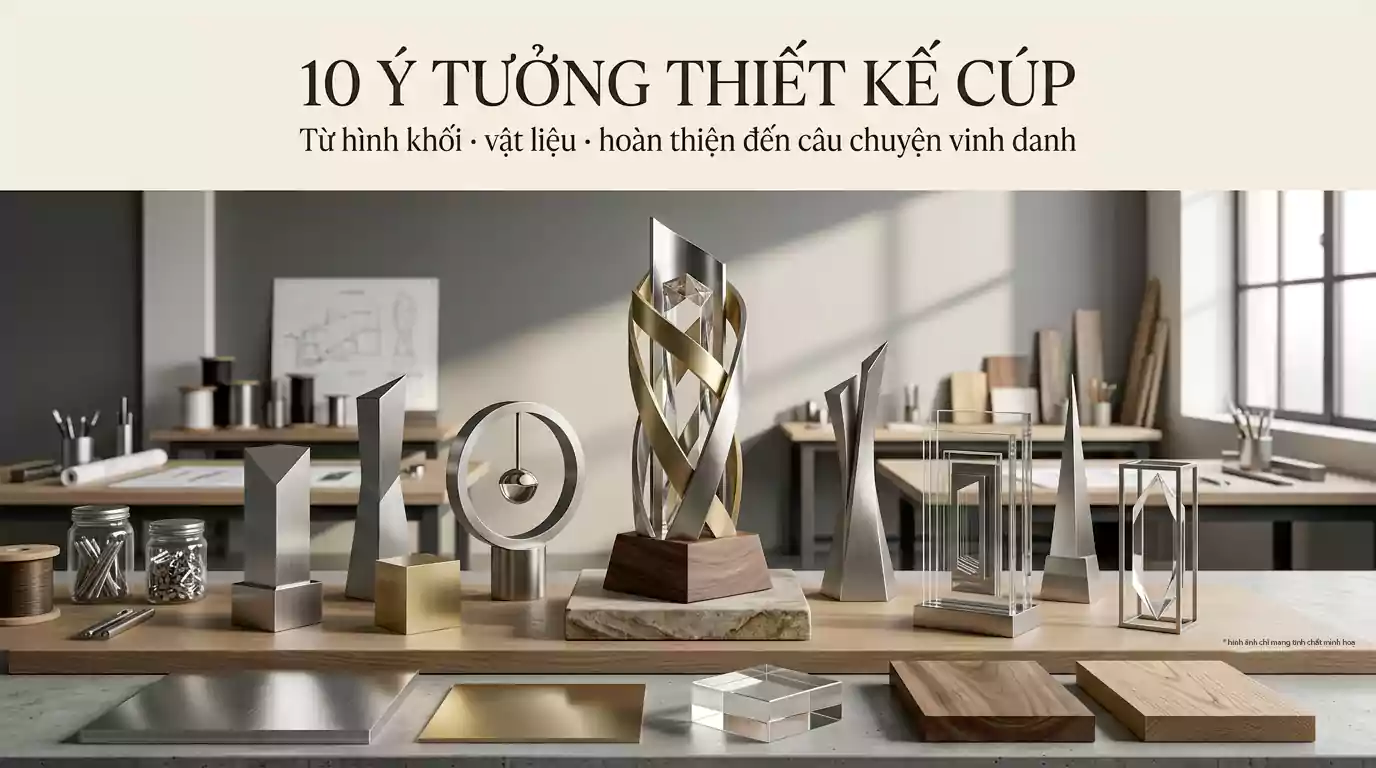 Bộ sưu tập mẫu cúp vinh danh đẹp với nhiều ý tưởng thiết kế từ pha lê, kim loại, gỗ