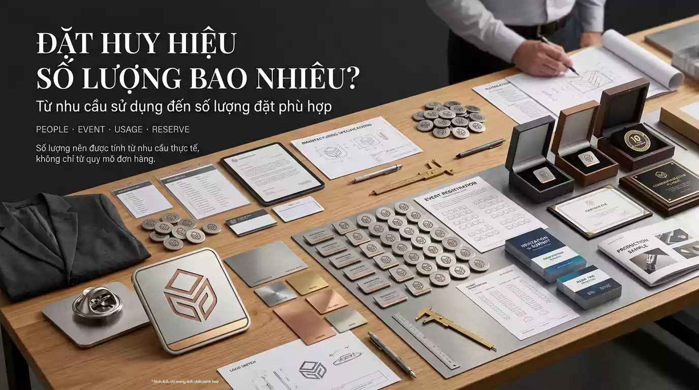 Doanh nghiệp xác định số lượng huy hiệu logo cần đặt cho nhân viên và sự kiện