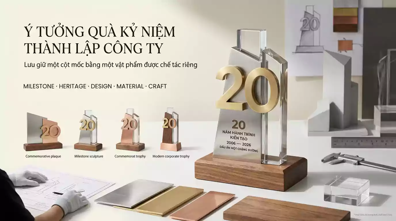 Kỷ niệm chương và quà tặng kỷ niệm thành lập công ty khắc logo thương hiệu