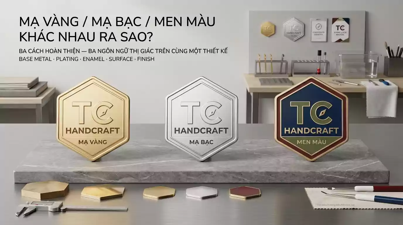 Huy hiệu mạ vàng và sơn màu theo thiết kế